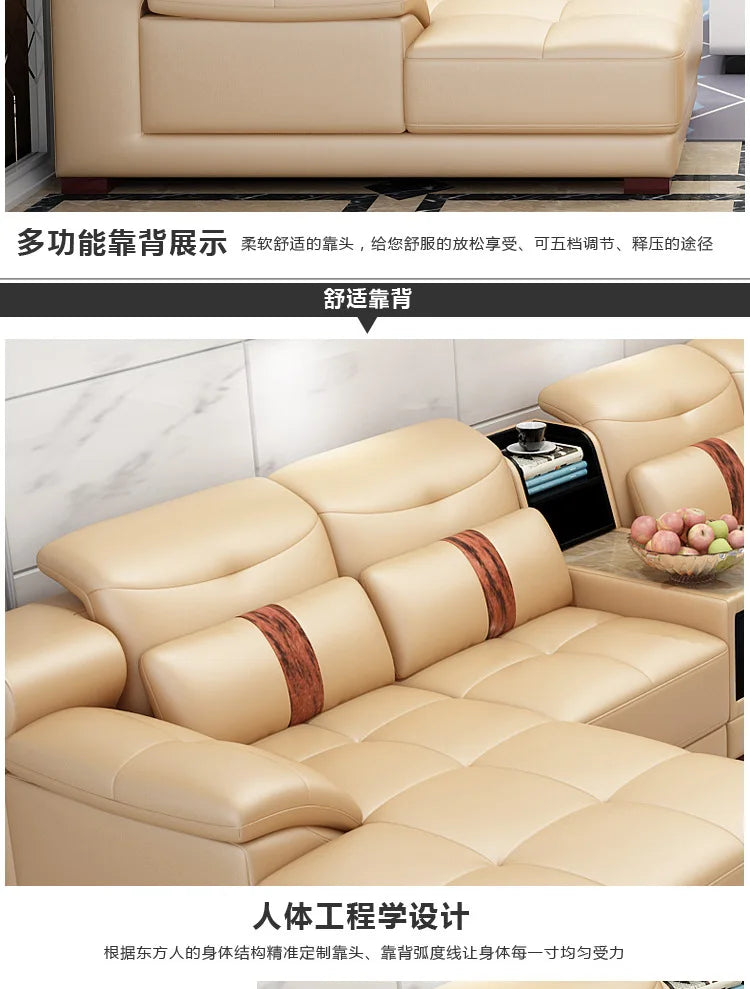 Leather sofa modern simple living room combination first layer cowhide size apartment corner
