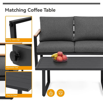 Patio Furniture Set, 4 Pieces Outdoor Patios Furnitures with Table Set, Patios Conversation Sets, Outdoor Patio Furniture Sets