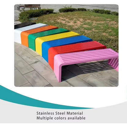 Banc extérieur moderne en acier inoxydable, siège de parc de jardin en métal robuste, banc de parc public Durable pour sièges de rue urbains