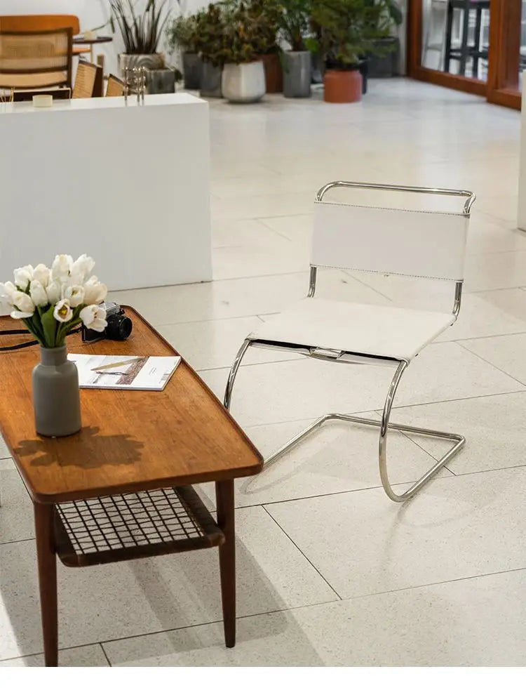 Nordic Minimalist Stainless Steel Dining Chair Armless Modern Simple Antique Furniture Wind Back Chair