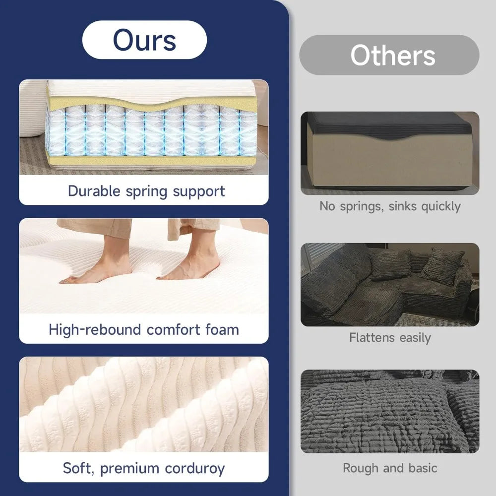 2025 New 108-inch Cloud Sofa Set, Modular Sofa with L-shaped Chaise Longue, Deep Seat Modular Sofa Set