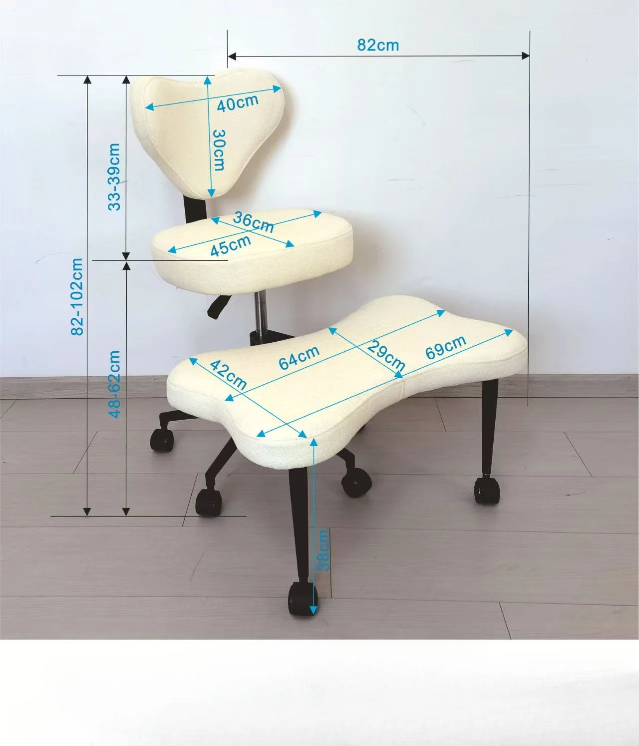 Ergonomic cross-leg office chair,360°rotating stool,height-adjustableseat,lumbar support,extremely comfortablemeditation chair,
