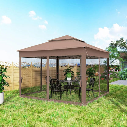 11x11 Pop Up Canopy Gazebo w/ Removable Netting Instant Event Tent 114sqft Shade Carry Bag Backyard Garden, Custom