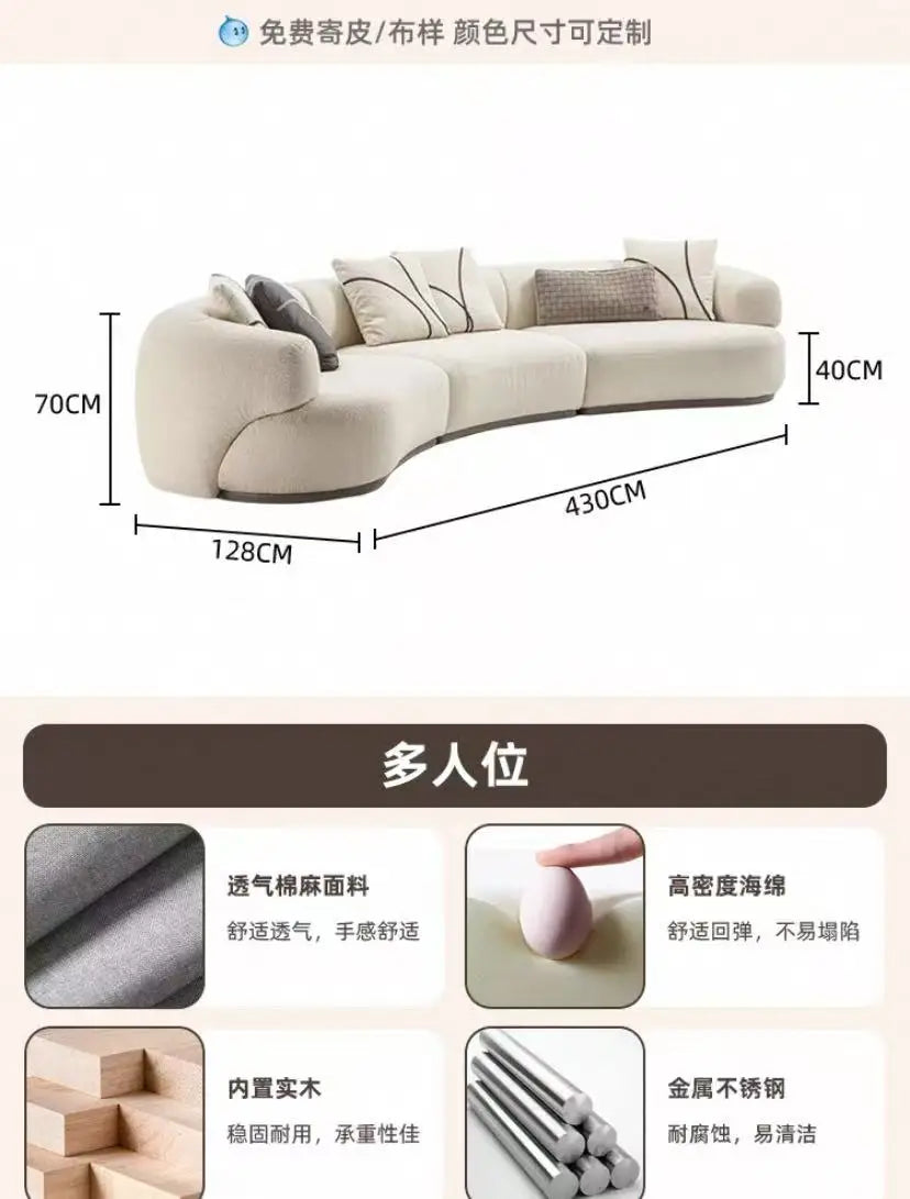 A38 Living room Italian minimalist light luxury fabric sofa cream style special-shaped, soft decoration, exhibition hall sofa gr