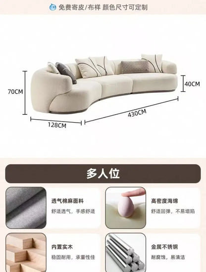 A38 Living room Italian minimalist light luxury fabric sofa cream style special-shaped, soft decoration, exhibition hall sofa gr