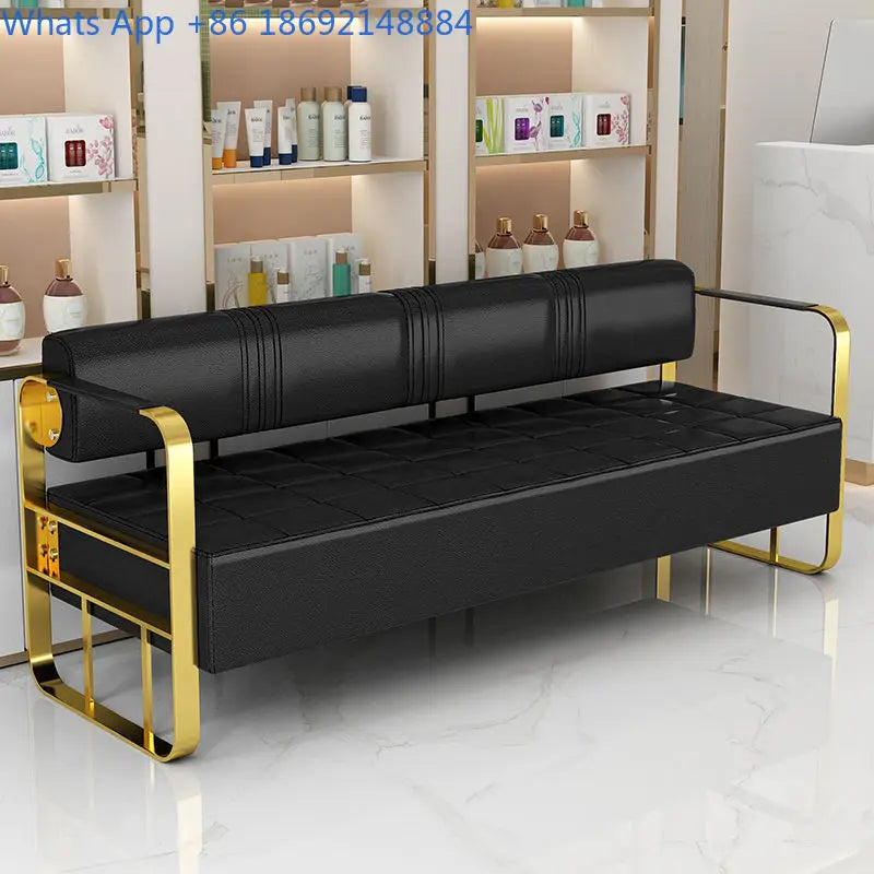 Furniture Barber Shop Sofa Waiting Salon Special Chair Hair Salon Rest Area Stainless Steel Sofa Chair