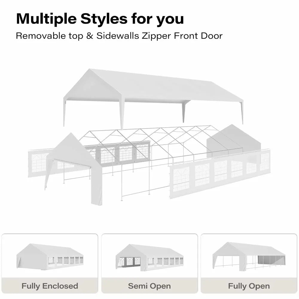 20x40 Party Tent, Heavy Duty Waterproof Canopy Tent with Removable Sidewalls & Roll-Up Zipper Door, Large Outdoor, Customized