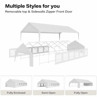 20x40 Party Tent, Heavy Duty Waterproof Canopy Tent with Removable Sidewalls & Roll-Up Zipper Door, Large Outdoor, Customized