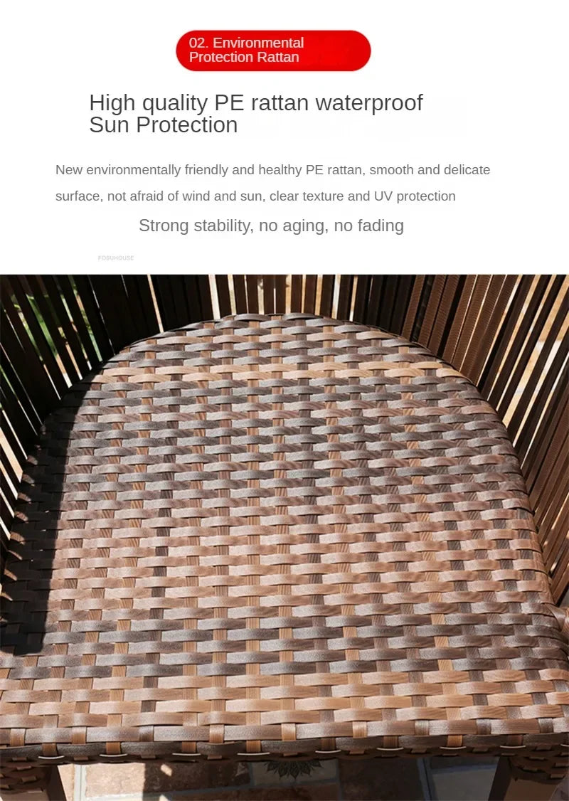 Nordic Outdoor Balcony Leisure Rattan Table and Chair Garden Furniture Sets Rattan Garden Table and Chair Outdoor Furniture Sets