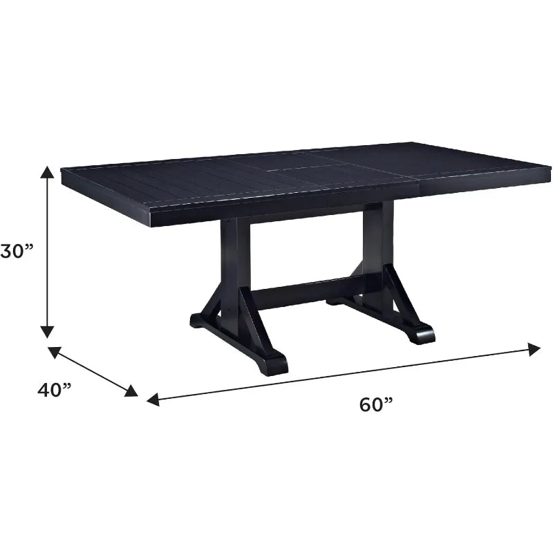 6 to 8 Person Wood Modern Farmhouse Expandable Dining Room Table with Leaf Kitchen Dining Chairs, 60 Inch, Antique