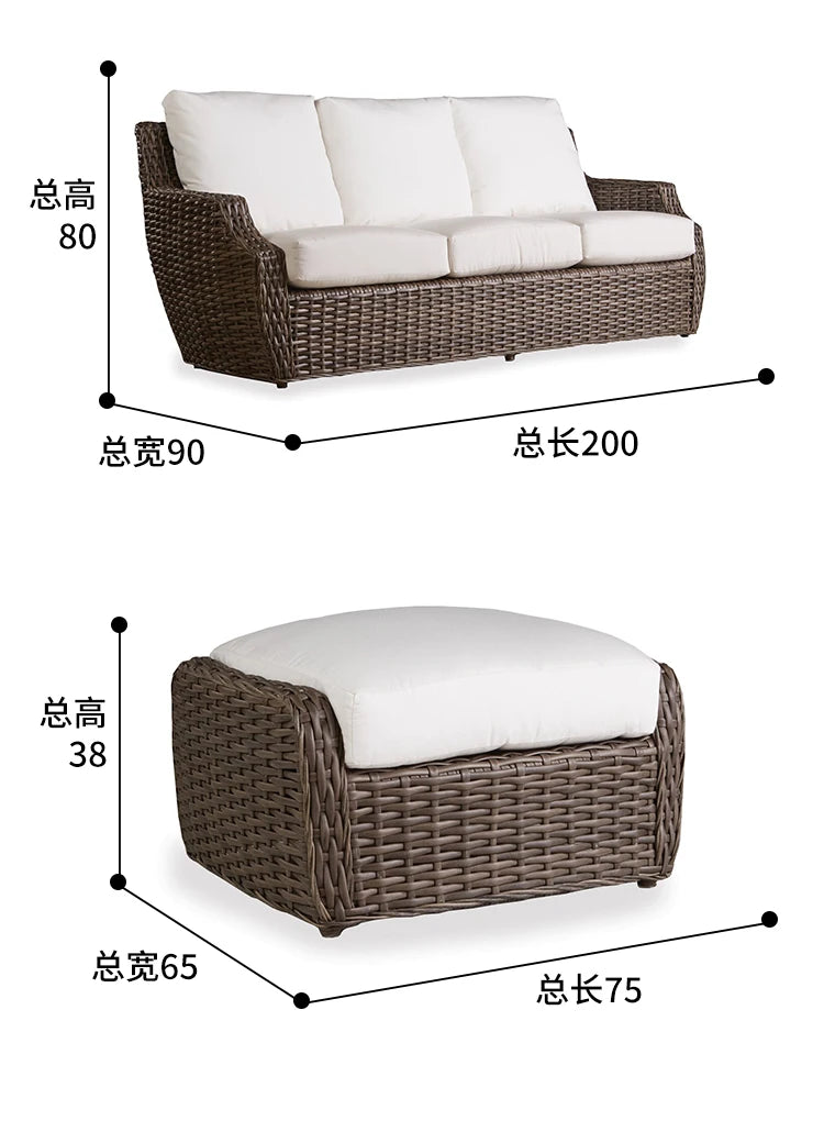 Outdoor sofa combination balcony rattan leisure chair swivel chair