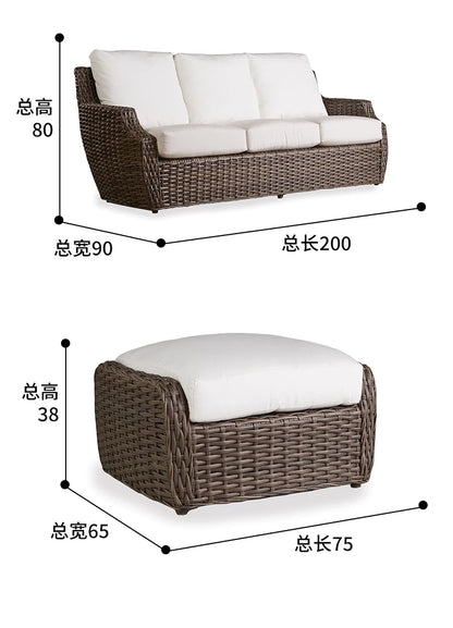 Outdoor sofa combination balcony rattan leisure chair swivel chair