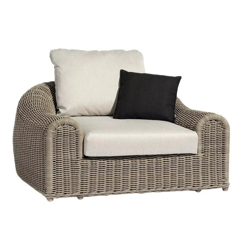 Outdoor rattan sofa waterproof sunscreen patio balcony garden rattan chair outdoor open-air leisure rattan sofa