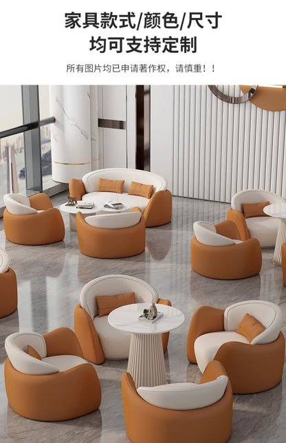 lLight luxury business negotiation sofa table and chair combination hotel lobby reception leather sofa