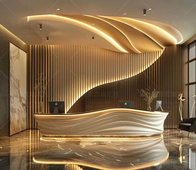 Painting front desk FRP reception desk Special-shaped creative service Bar counter Company information desk customization