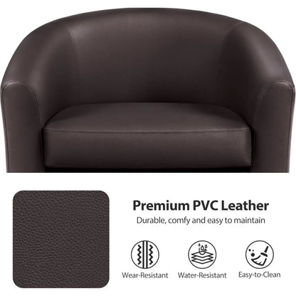 PU Leather Accent Chairs, Modern Barrel Chairs Side Chairs, Comfy Club Chairs with Soft Padded, 2 Chairs for Living Room