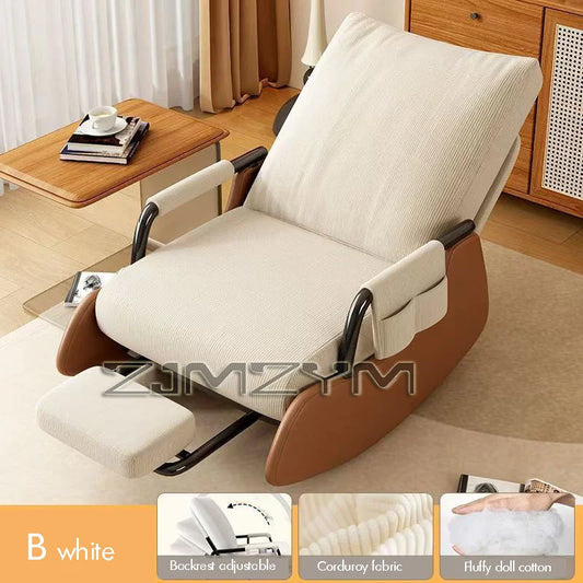 Folding Reclining Chair for Adults Lazy Sofa Office Nap Chair Balcony Household Rocking Chair Comfortable Lunch Break Seat