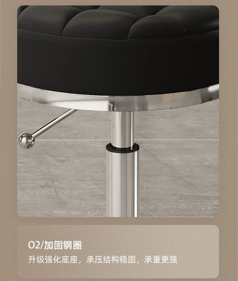 High Quality Salon Furniture 360 Degree Rolling Adjustable Hairdressing Chair with Wheels Gold Salon Stool