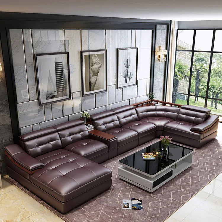 Contemporary Genuine Leather Sectional Sofa Sets Luxury Living Room Furniture for Home and Hotel Modern Design