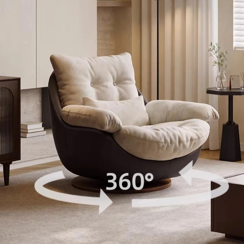 Swivel Cross Legged Chair Accent Armchair For Living Room Lounge Comfy Floor Chair Nordic Chaise Wabi Sabi Lazy Sofa