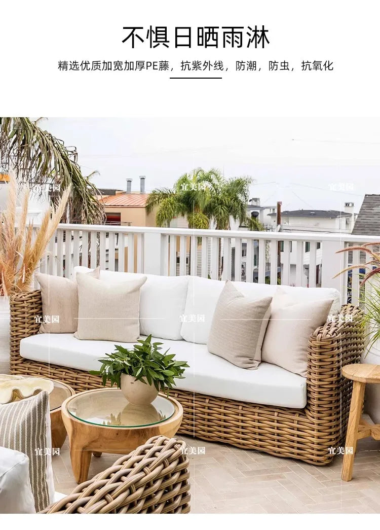 Outdoor rattan sofa courtyard outdoor terrace combination garden balcony outdoor hotel coffee table waterproof furniture