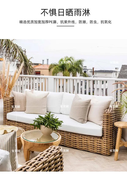 Outdoor rattan sofa courtyard outdoor terrace combination garden balcony outdoor hotel coffee table waterproof furniture