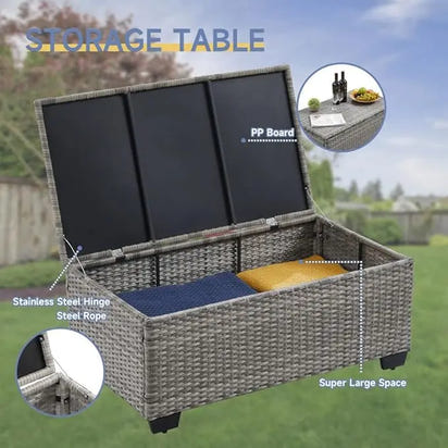 PatioLix 6 Pieces Outdoor Patio Furniture Sets with Furniture Cover, PE Rattan Wicker