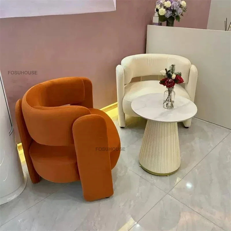 Simple Designer Flannel Backrest Living Room Chairs Light Luxury Leisure Armchair Living Room Furniture Balcony Lazy Single Sofa
