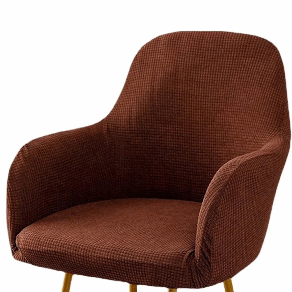 Simple Elastic Curved Chair Cover Plaid All-wrap Solid Color Seat Protection Dust Proof Flannel Wear for Chairs Family Dinner
