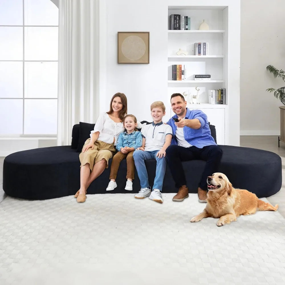Luxury Oversized Curved Sectional Sofa Modern Living Room 4 Seater Cloud Couch TerryCloth Boneless Comfort