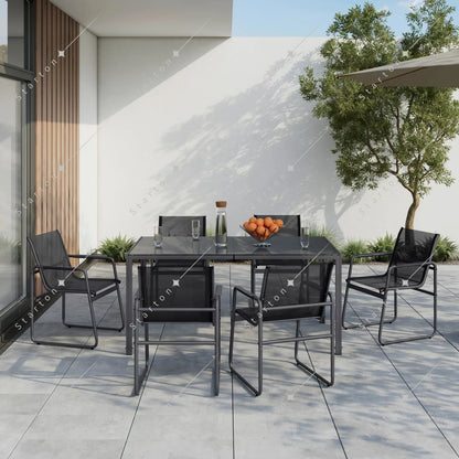 Garden Aluminum Iron Dining Room Chairs Set of 6 Modern Fabric Stackable Living Table Chairs Set