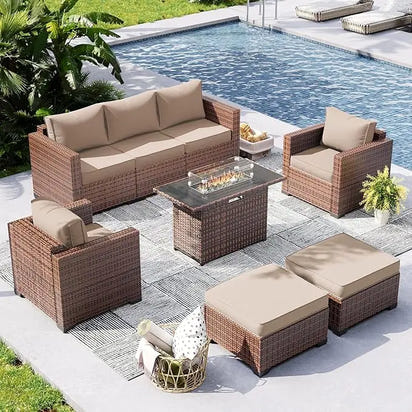 6-piece outdoor conversation sectional with 44