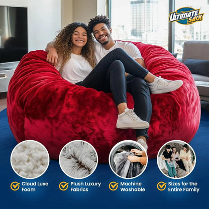 6ft Bean Bag Chair & Footstool, Oversize Bean Bag Chair for Adults, Comfy Chair Bean Bag Couch Lounge Sofa Loveseat, Customized