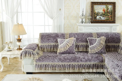 New Model European-style Thick Diamond Velvet Sofa Cover Four Season Universal Anti Slip And Dustproof Solid Color Sofa Cushion
