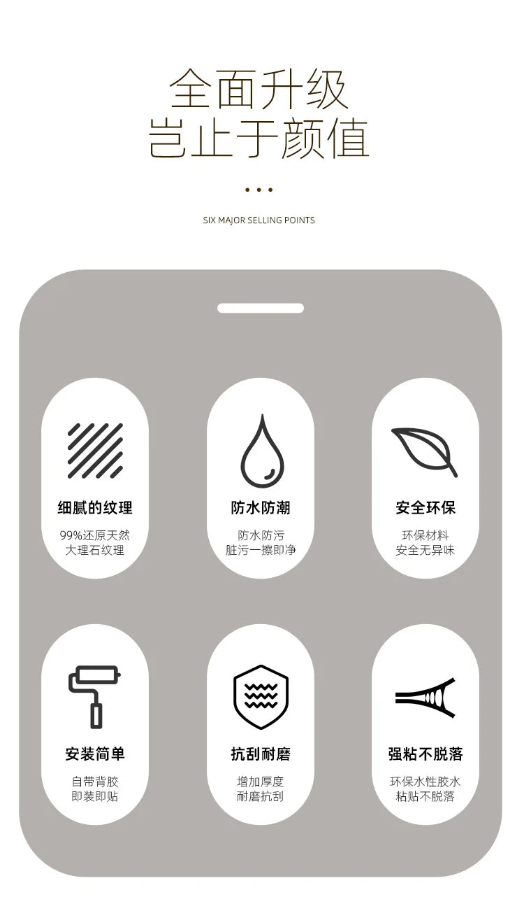 5pcs 30x60cm PVC Kitchen Backsplash Panel Marble Self-Adhesive Waterproof Oil Proof for Stove Cabinet Renovators