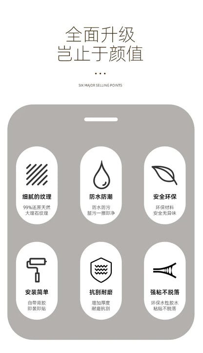 5pcs 30x60cm PVC Kitchen Backsplash Panel Marble Self-Adhesive Waterproof Oil Proof for Stove Cabinet Renovators