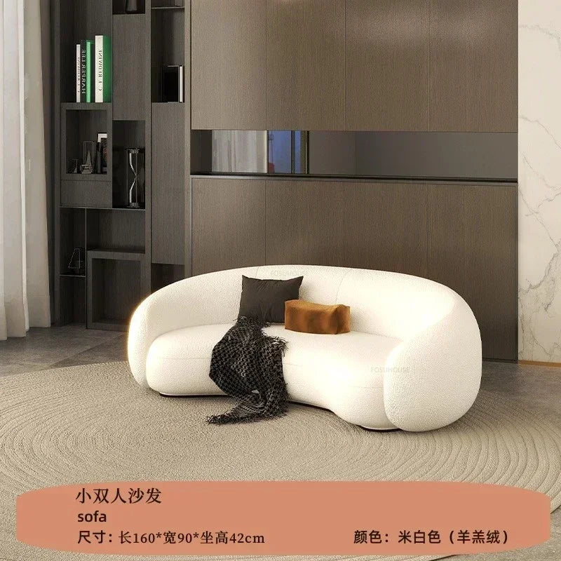 Curved Living Room Sofas Living Room Furniture Cream Style Beauty Salon Sofa Clothing Store Rest Area Reception Sofab