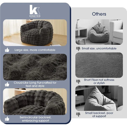 Giant Bean Bag Chair Oversized for Living Room or Bedroom Relaxation with Premium Memory Foam Filler and Durable Fabric Cover I