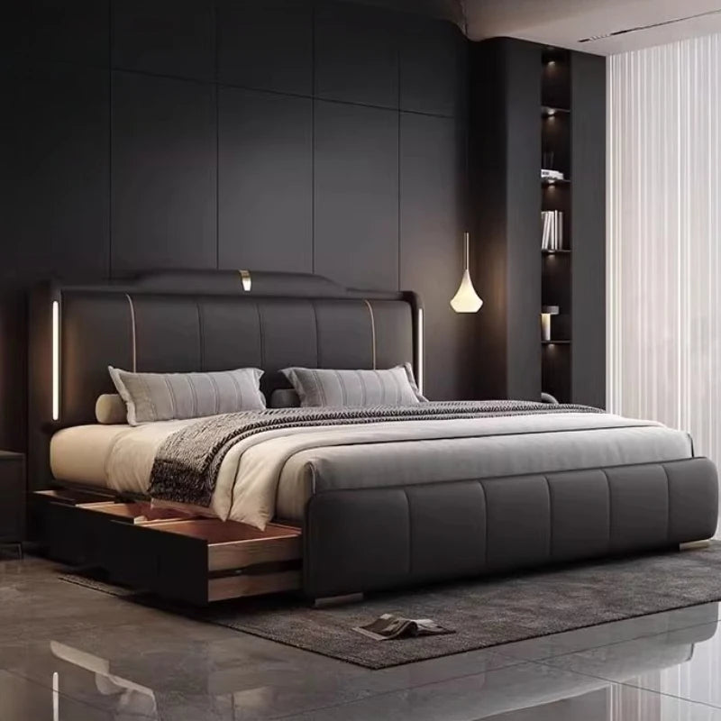 180x200 cm Double bed frame king size frame headboard with 3 drawer storage luxury home bedroom bed queen cama king furniture