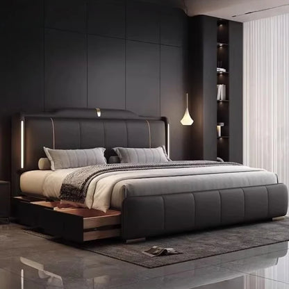 180x200 cm Double bed frame king size frame headboard with 3 drawer storage luxury home bedroom bed queen cama king furniture