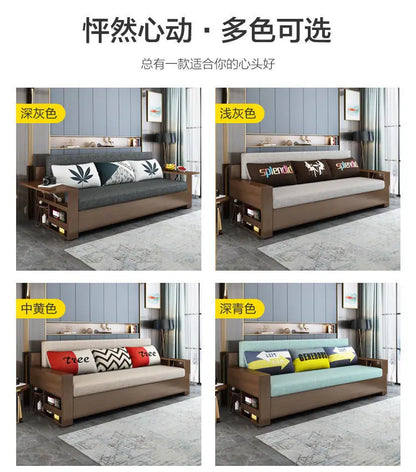 custom. [2675 People Favorited] Solid Wood Sofa Bed Small Apartments, Multifunctional Living Room Study Room, Push-Pull Fold
