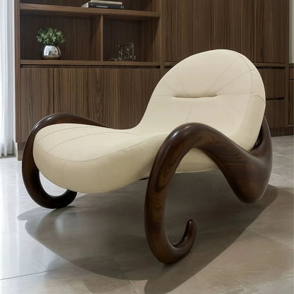 Sofa chair creative single living room study Italian minimalist leather leisure reclining chair