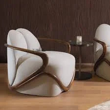 Modern living room furniture, high quality solid walnut lounge chair, high elastic sponge armchair