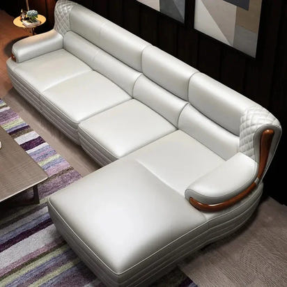 Furniture New Deluxe Leather Upholstered L-Shaped Sofa Set Furniture Living Room
