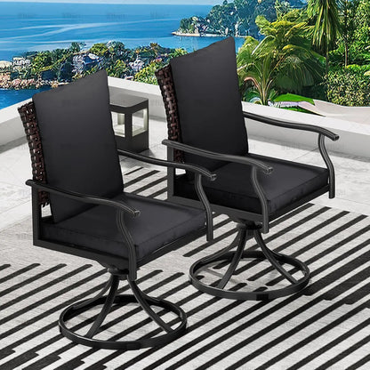 5 Piece Outdoor Patio Dining Set with 4 Swivel Dining Chairs & 1 Large Round Dining Table,Bistro Furniture Set , Customized