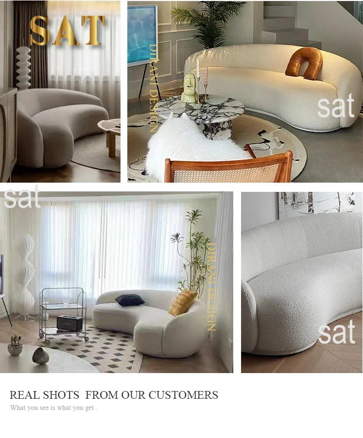 Modern Minimalist White Half Circle Designer Couches Luxury Sofa Set Design Lounge Round Curved Sofa Couch