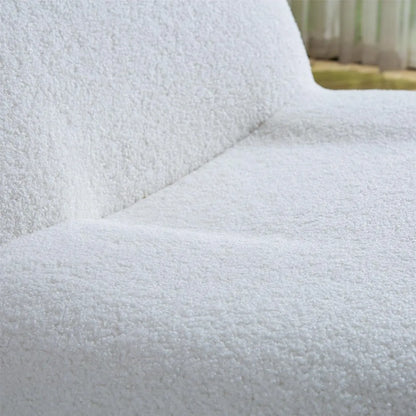 360° Swivel Accent Chair, Mid Century Modern Round Barrel Chair with Wide Upholstered, Lamb Wool Fabric Chair for Living Room,