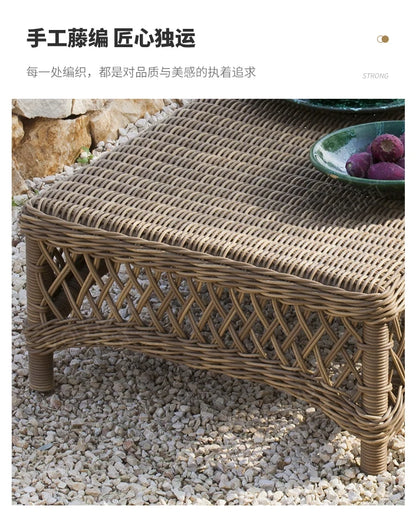 HXL outdoor sofa balcony rattan chair garden waterproof aluminum alloy outdoor terrace casual rattan sofa chair