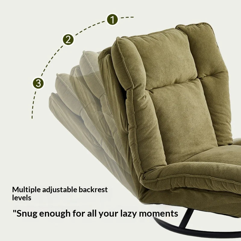 Sofa 360 Degree Swivel Lounge Chair Adjustable Back Fabric Single Seat Small Apartment Living Room Balcony Lazy Armchair