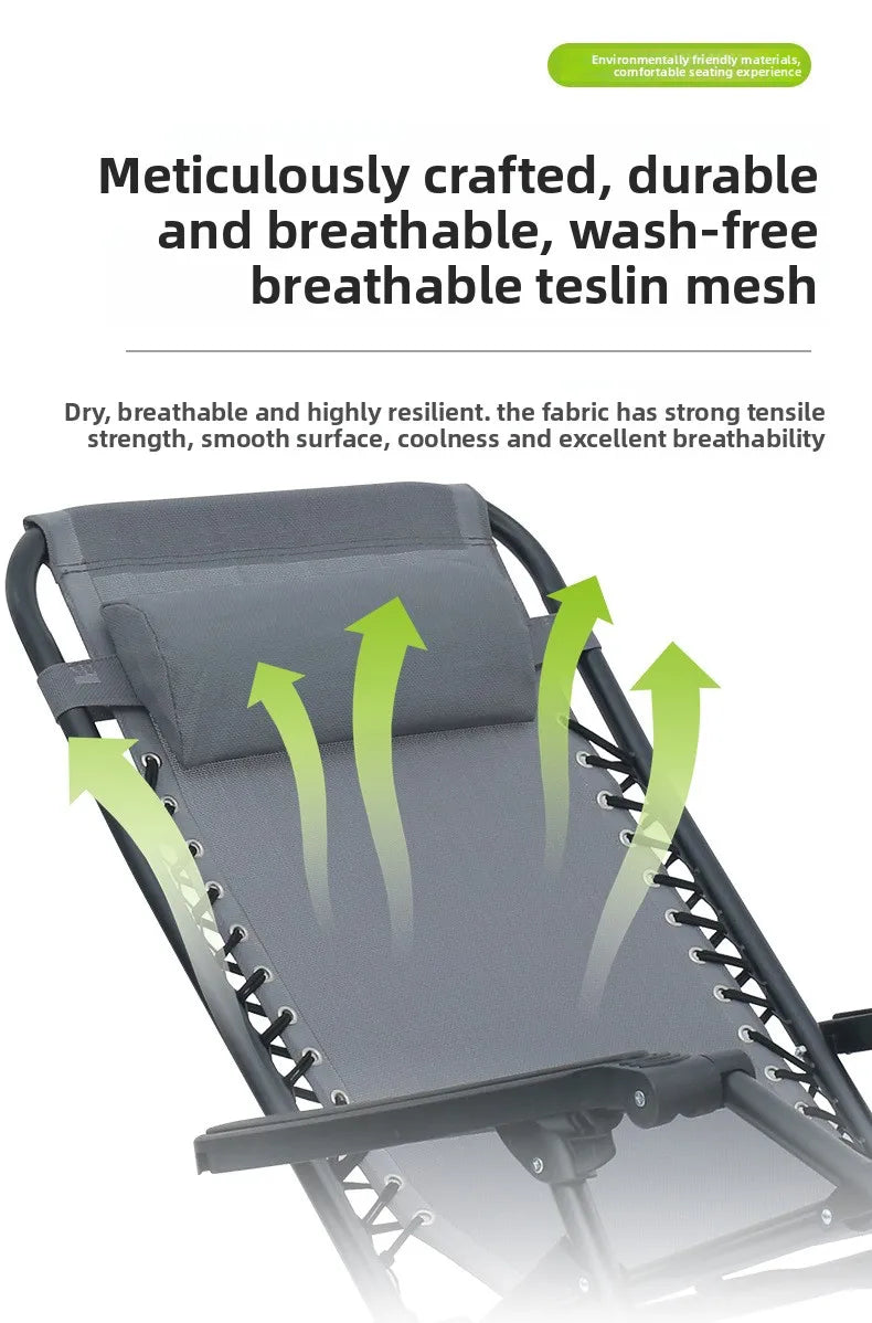 Portable Zero Gravity Lounge Chair – Folding Recliner with Lock, Cup Holder & Pillow for Patio Garden Balcony Camping Beach